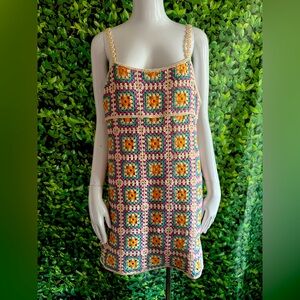 Zara Multicolor Crochet Pattern Dress